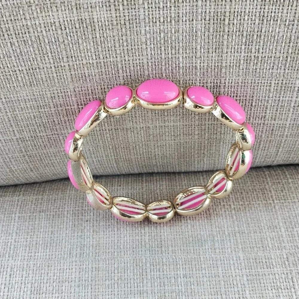 Women Bracelet Pink/Gold Fashion Jewelry Wrist Band Adjustable - Picture 6 of 7